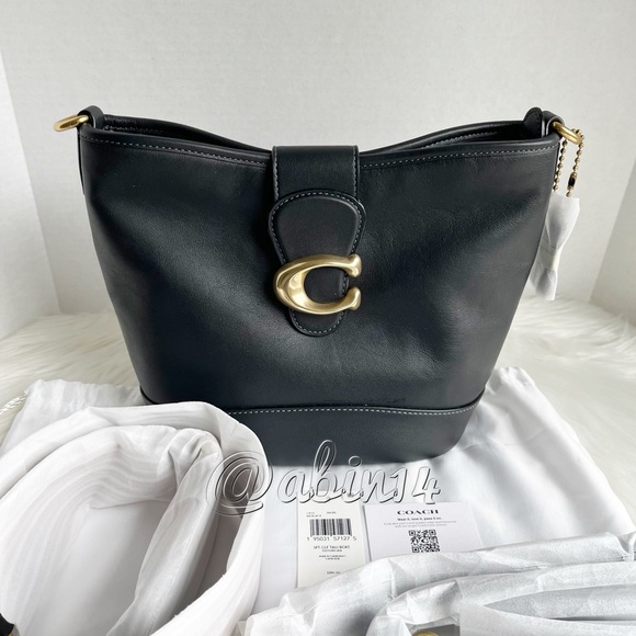 Coach Black Leather Tali Bucket Bag with Webbing Strap - Picture 11 of 11